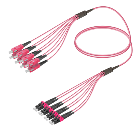 8FO SC/UPC-LC/UPC  Pre-Terminated Fiber Cable OM4 G.651.1 3.0mm 10m Violet