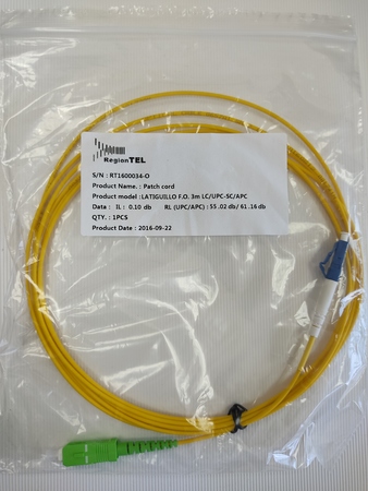 Patch Cords de Fibra Óptica Simplex LC/APC-SC/APC  OS2 G.657.A2 3.0mm , amarelo              