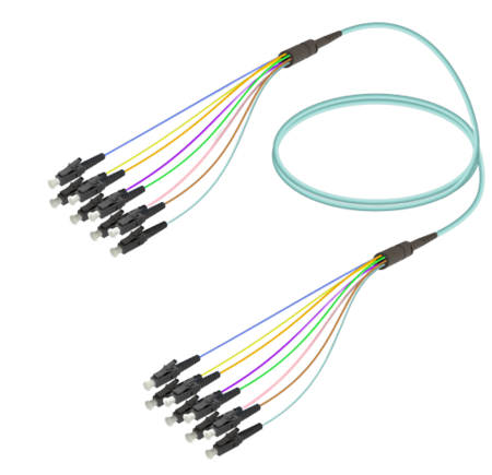 8FO LC/UPC-LC/UPC  Pre-Terminated Fiber Cable OM3 G.651.1 3.0mm 10m Aqua