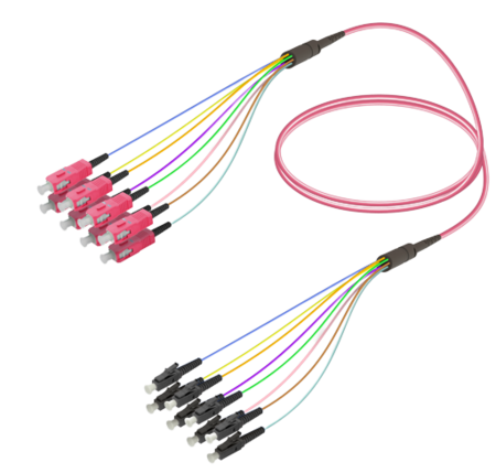8FO SC/UPC-LC/UPC Câble à Fibre Optique Pré-Terminé OM4 G.651.1 3.0mm 10m Violet