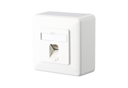 E-DAT Cat 6A 1 Port AP Surface Mount Wall Outlet  pure white