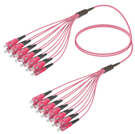 12FO SC/UPC-SC/UPC Cable de fibra preterminado OM4 G.651.1 3.0mm 10m Violeta