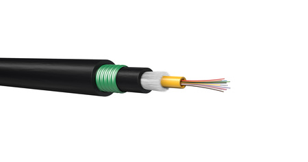 12FO (1x12) Direct Burried Central Tube Fiber Optic Cable SM E9 OS2 Metallic Armoured 2500N PE A-DQ(ZN)2Y(SR)2Y  Black