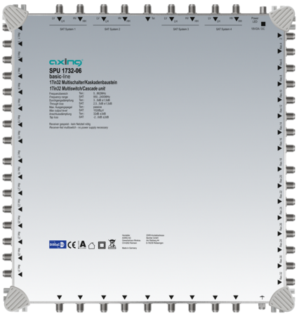 Multischalter-Kaskadenbaustein 17 Ein-/Ausgänge32 Teilnehmer 5-2400 MHz 32dB SPU173206