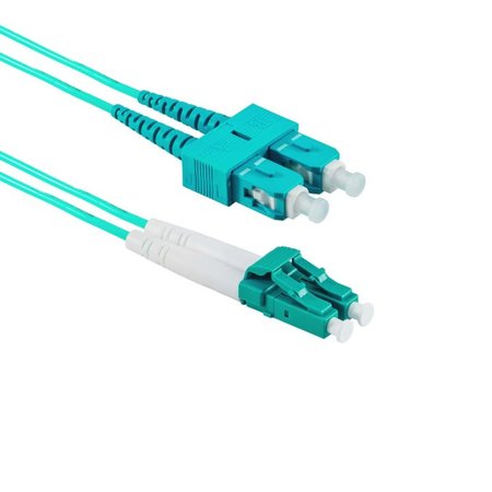 LC/UPC-SC/APC Fiber Patch Cord Duplex MM OM3 10m Aqua