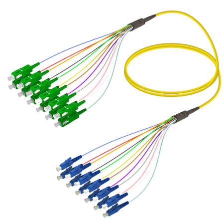 12FO SC/APC-LC/UPC  Pre-Terminated Fiber Cable OS2 G.657.A2 3.0mm 10m Yellow