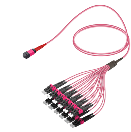 24FO MPO-M/UPC-LC/ Cable de fibra preterminado OM4 G.651.1 3.0mm 10m Violeta