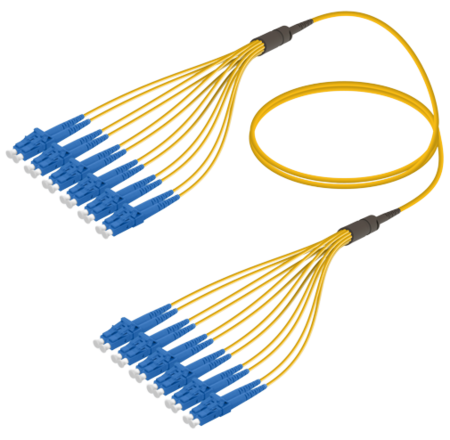 12FO LC/UPC-LC/UPC Cable de fibra preterminado OS2 G.657.A2 3.0mm 10m Amarillo