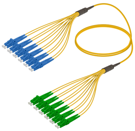 12FO LC/UPC-LC/APC Cabo de fibra pré-terminado OS2 G.657.A2 3.0mm 10m Amarelo