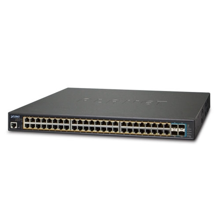 L3 48-Ports 10/100/1000T 802.3at PoE + 4-Ports 10G SFP+ Managed Switch with System Redundant Power (600W)