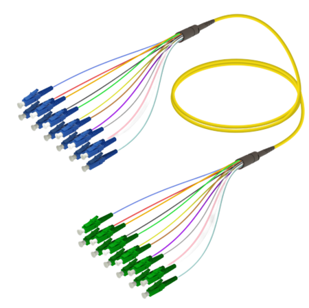 12FO LC/UPC-LC/APC Cable de fibra preterminado OS2 G.657.A2 3.0mm 10m Amarillo
