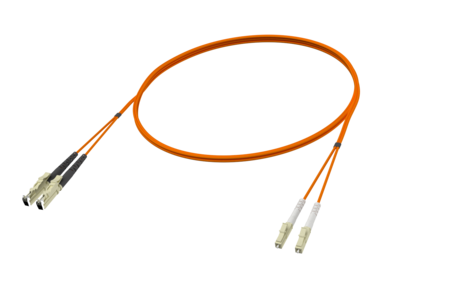 Patch Cord Fibra duplex E2000/PC-LC/PC OM2 G.651.1 2mm 2m laranja