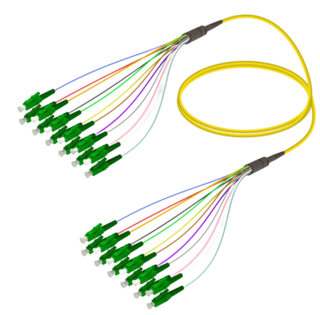 12FO LC/APC-LC/APC Cable de fibra preterminado OS2 G.657.A2 3.0mm 10m Amarillo