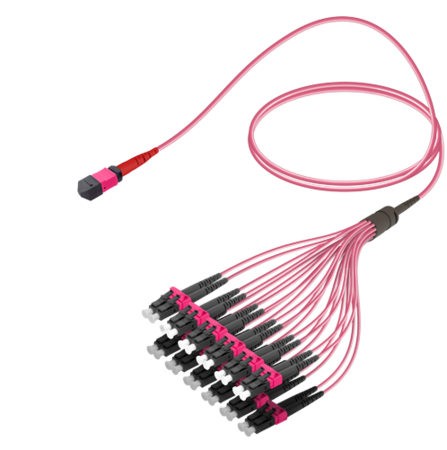 24FO MPO-F/UPC-LC/  Pre-Terminated Fiber Cable OM4 G.651.1 3.0mm 10m Violet