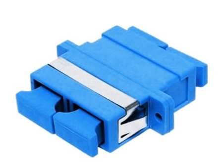 Adaptateurs fibre optique SC/PC duplex monomode (SM), entièrement à bride, bleu