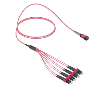 8FO MPO-F/UPC-LC/  Pre-Terminated Fiber Cable OM4 G.651.1 3.0mm 10m Violet