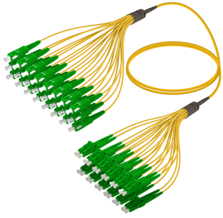 24FO SC/APC-LC/APC Cable de fibra preterminado OS2 G.657.A2 3.0mm 10m Amarillo