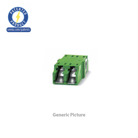 LC/APC Fiber Optic Adapter Duplex w/ Flange 1pc SCFP SD Zirconia Straight Split Green Inner Shutter