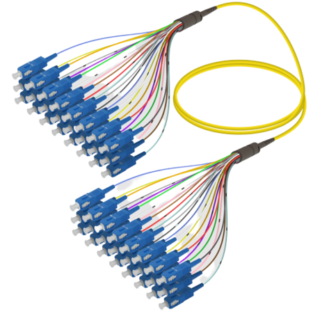 24FO SC/UPC-SC/UPC Cable de fibra preterminado OS2 G.657.A2 3.0mm 10m Amarillo