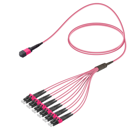 12FO MPO-F/UPC-LC/  Pre-Terminated Fiber Cable OM4 G.651.1 3.0mm 10m Violet