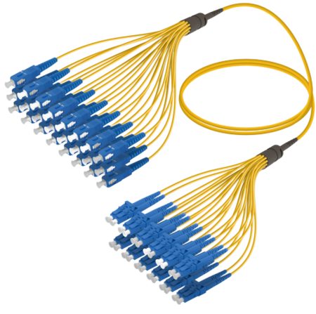 24FO SC/UPC-LC/UPC  Pre-Terminated Fiber Cable OS2 G.657.A2 3.0mm 10m Yellow