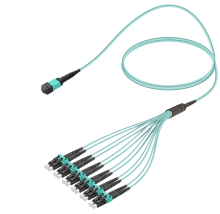 12FO MPO-M/UPC-LC/  Pre-Terminated Fiber Cable OM3 G.651.1 3.0mm 10m Aqua