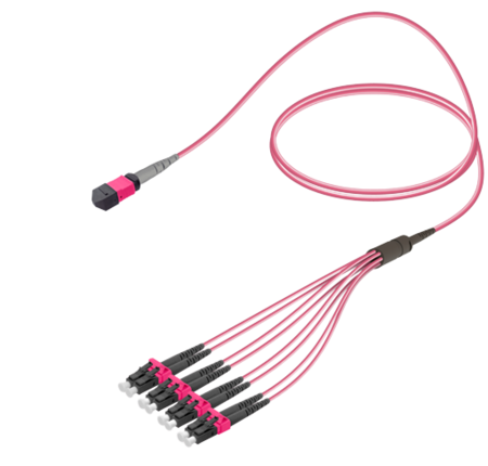 8FO MPO-M/UPC-LC/  Pre-Terminated Fiber Cable OM4 G.651.1 3.0mm 10m Violet