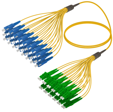 24FO SC/UPC-LC/APC  Pre-Terminated Fiber Cable OS2 G.657.A2 3.0mm 10m Yellow