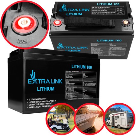 Extralink LiFePO4 100AH | Accumulateur | 12.8V, BMS