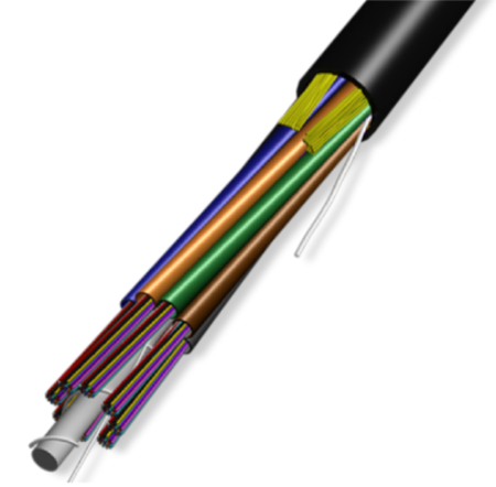 Cable de Fibra Óptica 144FO (6X24) Fibra Soplable Microducto Tubo Loose OS2 G.657.A1    Negro 