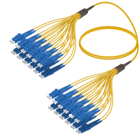 24FO LC/UPC-LC/UPC Cable de fibra preterminado OS2 G.657.A2 3.0mm 10m Amarillo