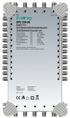 Multischalter-Kaskadenbaustein 5 Ein-/Ausgänge 24 Teilnehmer 5-2400 MHz 33dB SPU52406