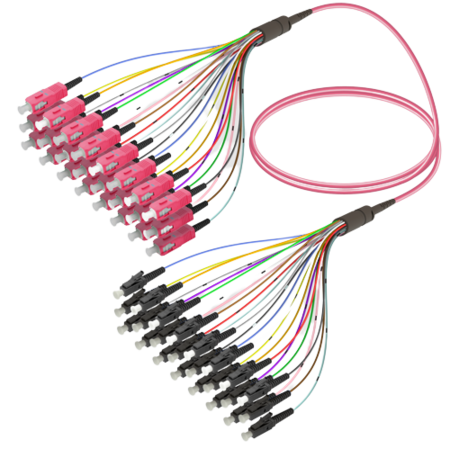 24FO SC/UPC-LC/UPC Cable de fibra preterminado OM4 G.651.1 3.0mm 10m Violeta
