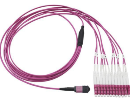 Cables de fibra preterminados 12FO MPO-LC/ 50/125 µm OM4 3,0 mm 200 m LSZH violeta