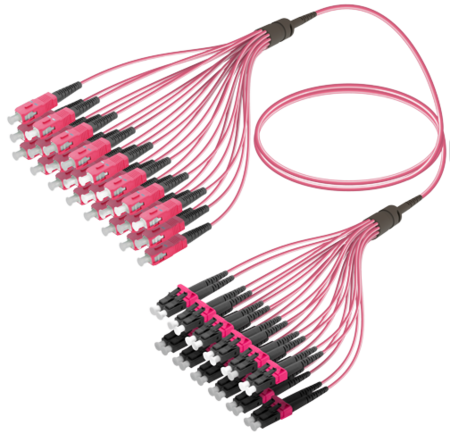 24FO SC/UPC-LC/UPC Cable de fibra preterminado OM4 G.651.1 3.0mm 10m Violeta