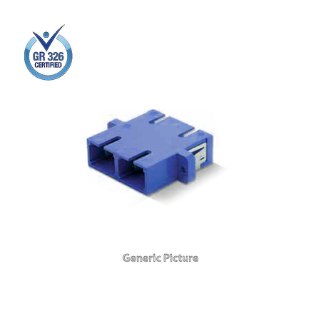 SC/UPC Fiber Optic Adapter Duplex  w/ Flange 1pc Metal Sleeve Blue