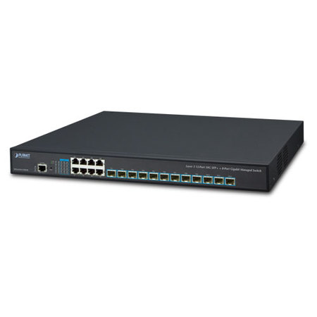 Layer 3 12-Ports 10G SFP+ +8-Ports 10/100/1000T Managed Switch with Dual 100~240V AC Redundant Power