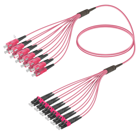 12FO SC/UPC-LC/UPC  Pre-Terminated Fiber Cable OM4 G.651.1 3.0mm 10m Violet