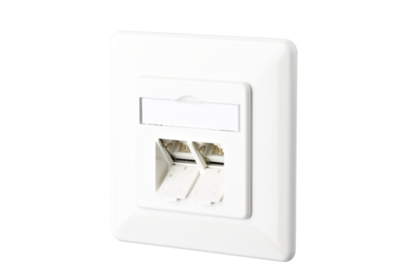 E-DAT Cat 6A 2 Port UP flush-mounted Wall Outlet pure white