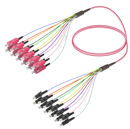 12FO SC/UPC-LC/UPC Cable de fibra preterminado OM4 G.651.1 3.0mm 10m Violeta