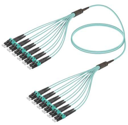 12FO LC/UPC-LC/UPC  Pre-Terminated Fiber Cable OM3 G.651.1 3.0mm 10m Aqua