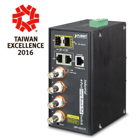 Industrial 4-Ports Coax + 2-Ports 10/100/1000T + 2-Ports 100/1000X SFP Long Reach PoE over Coaxial Managed Switch