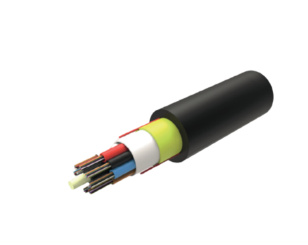 Câble à fibre optique aérien 24FO (4X6) OS2 G.652.D HDPE à courte portée (<180 m) noir