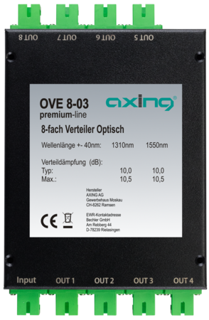 Optischer 8-fach-Verteiler Zur Verteilung optischer Signale Mit SC/APC-Buchsen OVE00803