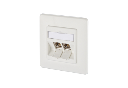 E-DAT modul 2 Port UP flush-mounted Wall Outlet Cat 6A pure white