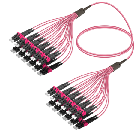24FO LC/UPC-LC/UPC  Pre-Terminated Fiber Cable OM4 G.651.1 3.0mm 10m Violet