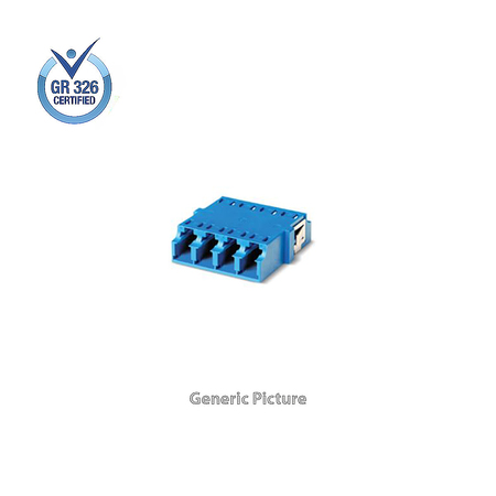 LC/UPC Fiber Optic Adapter Quad Flangeless 1pc SNR/JNR Zirconia Straight Split Blue Inner Shutter