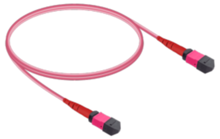 Cables de fibra 12FO de baja pérdida MPO-F/ preterminados 50/125 µm OM4 3,0 mm 100 m LSZH violeta