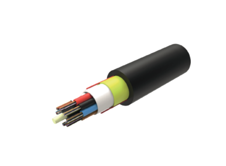 Cable aéreo de fibra óptica 12FO (2X6) OS2 G.652.D HDPE de corto alcance (<180 m) negro