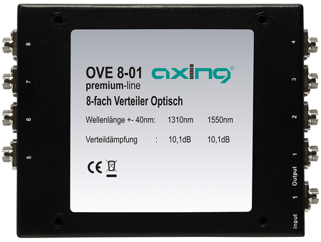 Optischer Verteiler 8-fach 101dB FC/PC-Buchse 1310 + 1550 nm OVE00801